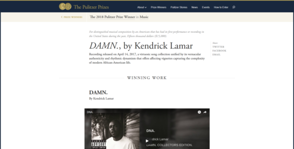 Premio Pulitzer a Kendrick Lamar
